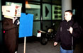 blue screen on a stick